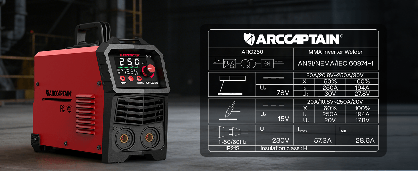 Arccaptain ARC250 250A 230V Professional Stick Welder - Image 12