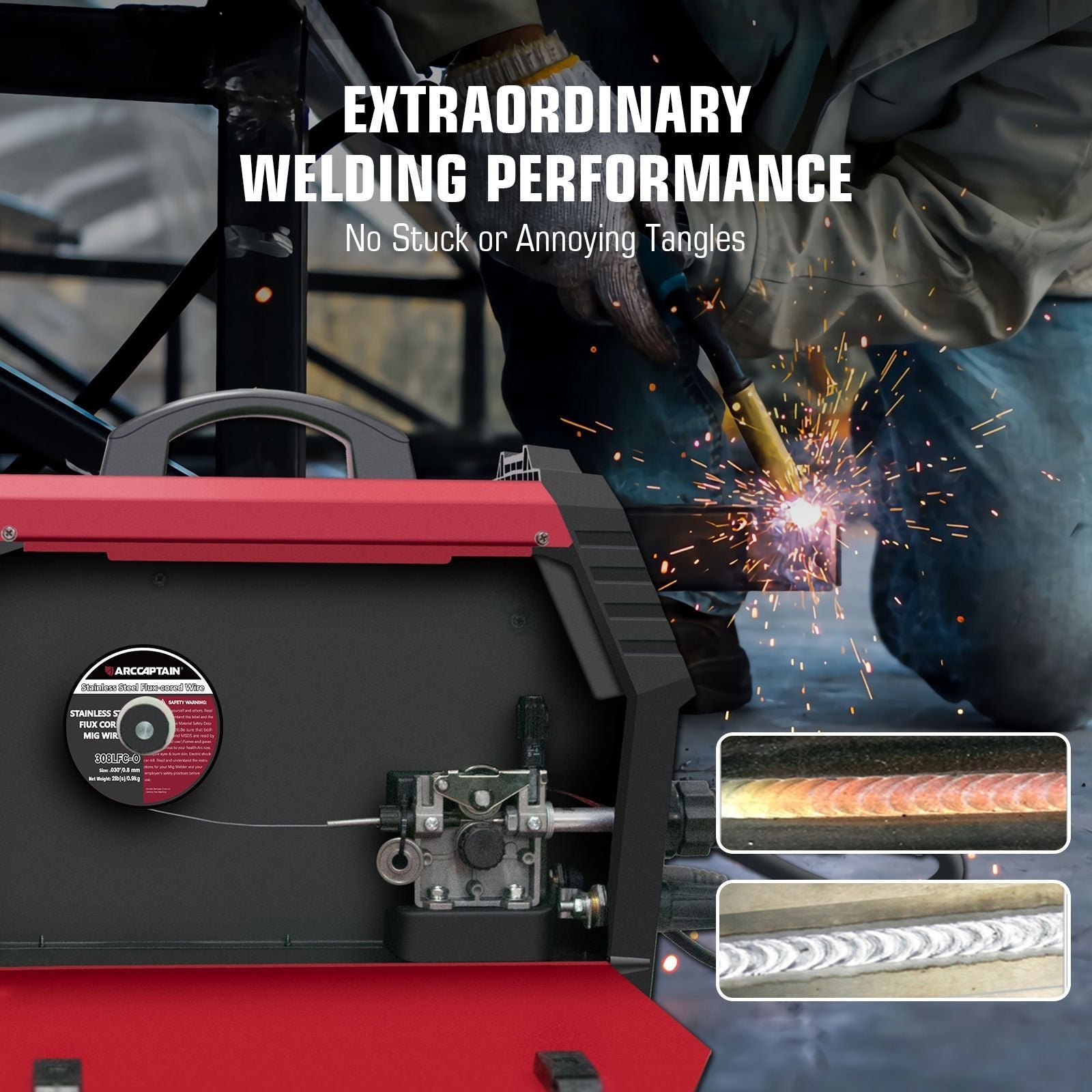 ARCCAPTAIN E308LFC-O Flux Cored Wire 2 Lbs Stainless Steel MIG Welding Wire - Image 6
