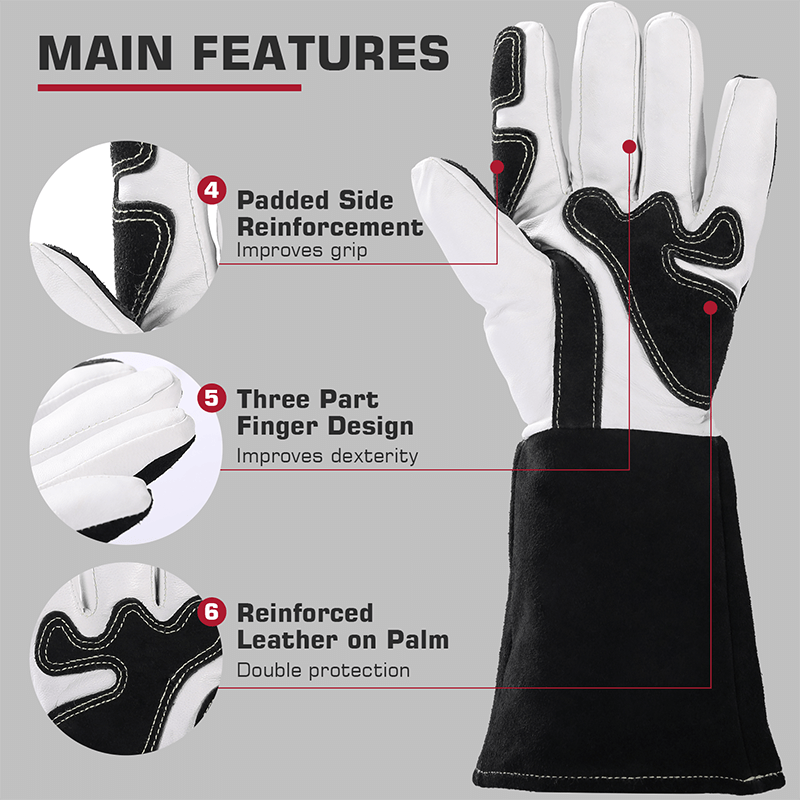 14 Inch Goatskin TIG Welding Gloves, Professional Protective Gloves for TIG Welding - Image 3