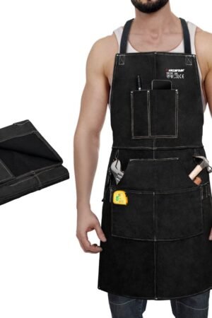 Arccaptain Leather Welding Apron Heat Flame Resistant Apron for Welding